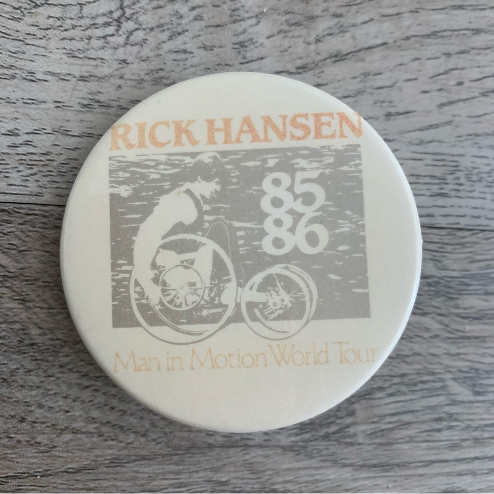 Rick Hansen Man In Motion World Tour Lapel Pin 1985 1986 Wheelchair Vintage